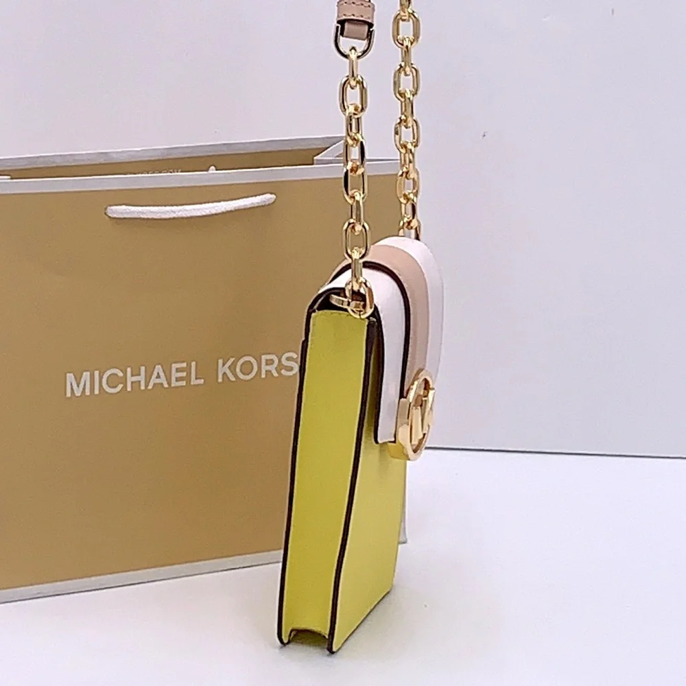MICHAEL KORS Carmen Small Color-Block Faux Leather Phone Crossbody Bag